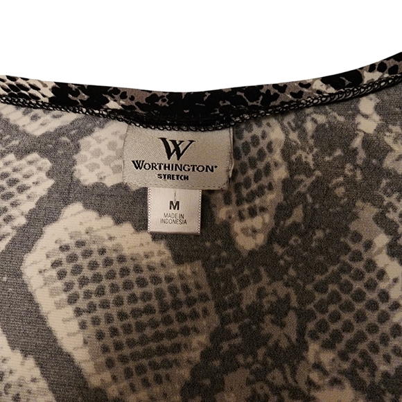 Worthington Snake Print Half Puff Sleeve Stretchy Blouse Size M - Picture 6 of 9